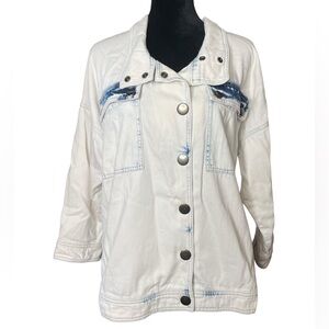 CAbi Snap Front Bleached Denim Jacket